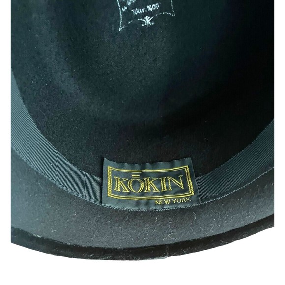 Vtg KOKIN New York Women 100% Wool Felt Rolled Brim Bollman Excello Black Hat - Picture 8 of 12